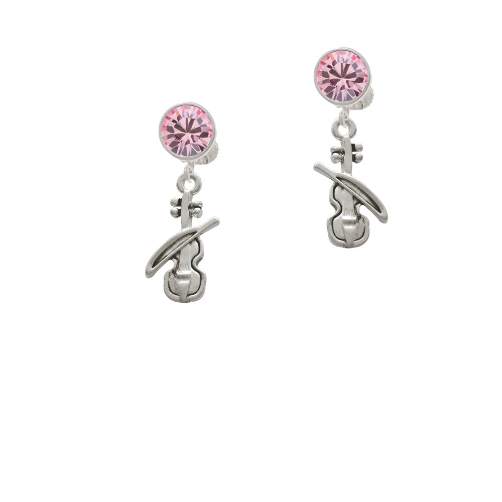 Violin Crystal Clip On Earrings Image 4