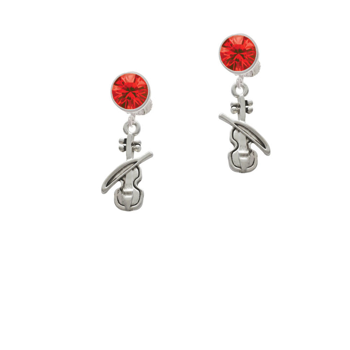 Violin Crystal Clip On Earrings Image 4