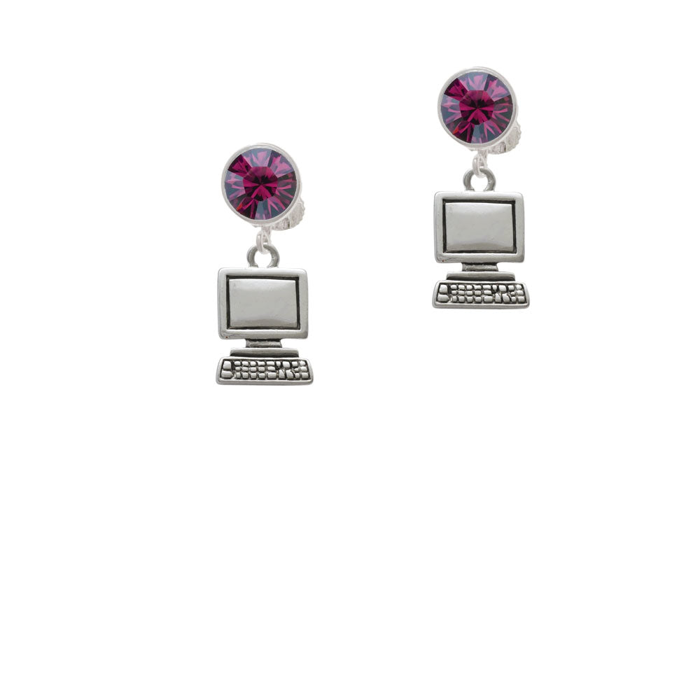 Computer Crystal Clip On Earrings Image 8