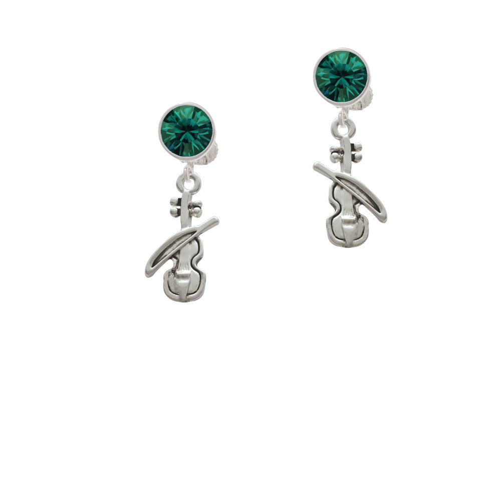 Violin Crystal Clip On Earrings Image 6