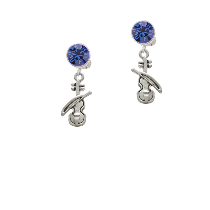 Violin Crystal Clip On Earrings Image 7