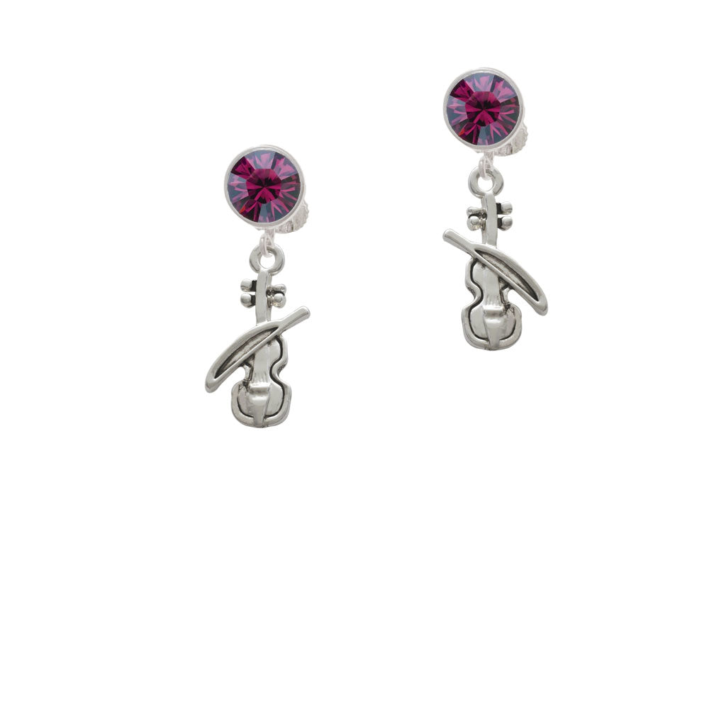 Violin Crystal Clip On Earrings Image 8