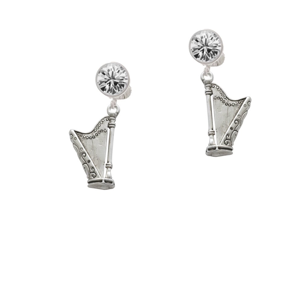 Harp Crystal Clip On Earrings Image 1