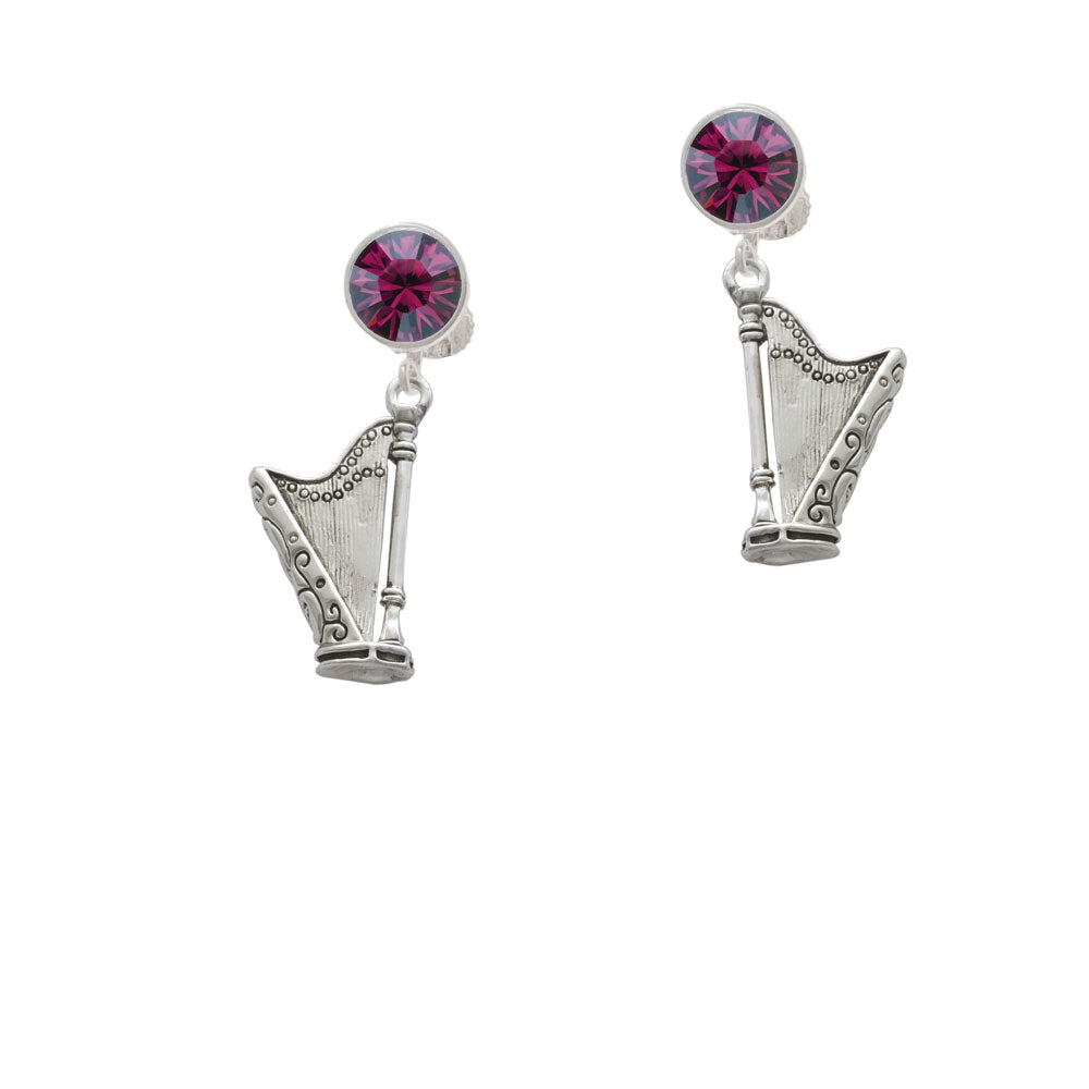 Harp Crystal Clip On Earrings Image 8