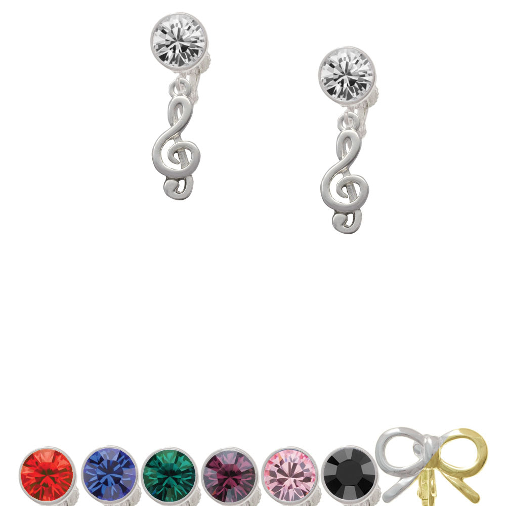 Clef Crystal Clip On Earrings Image 1