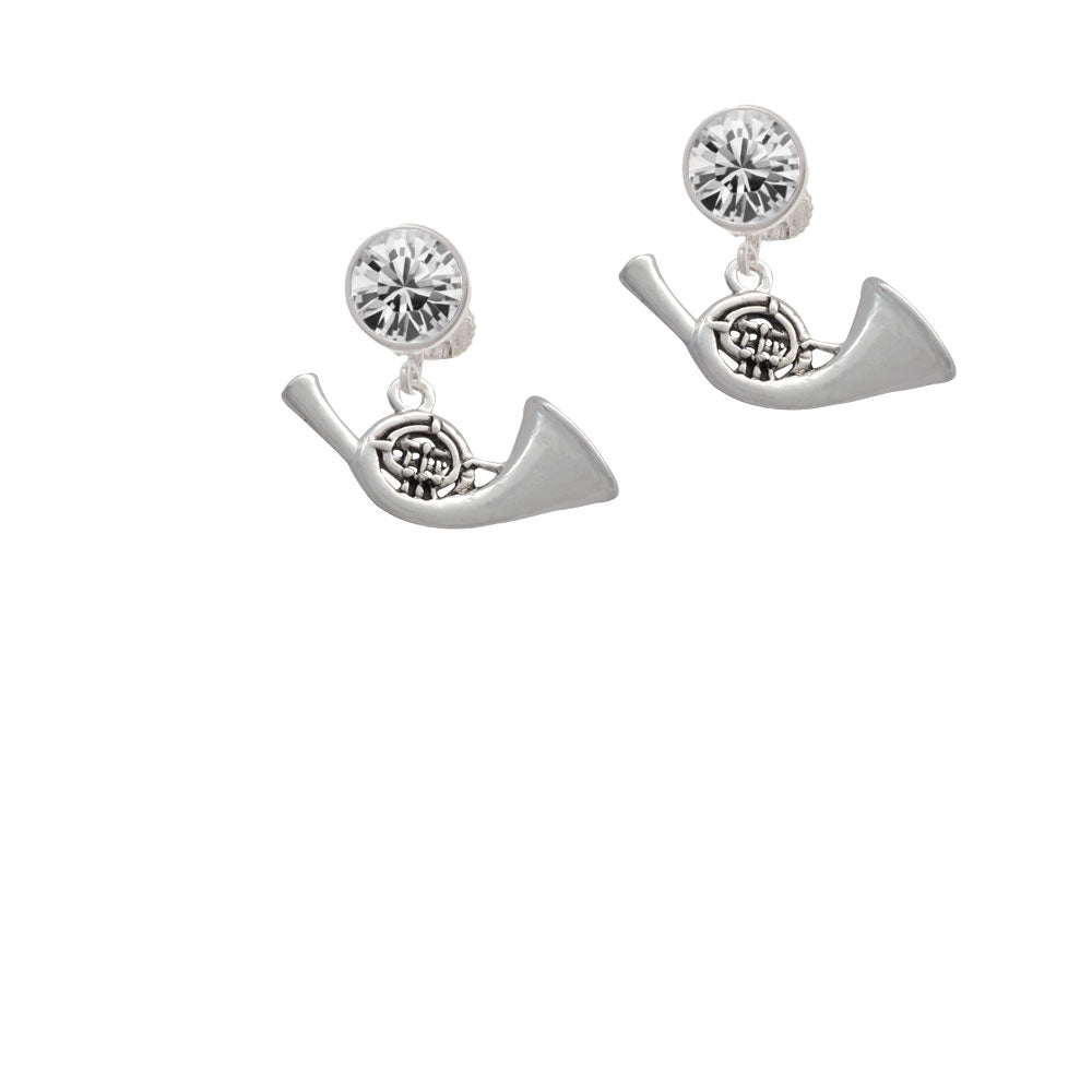 French Horn Crystal Clip On Earrings Image 2