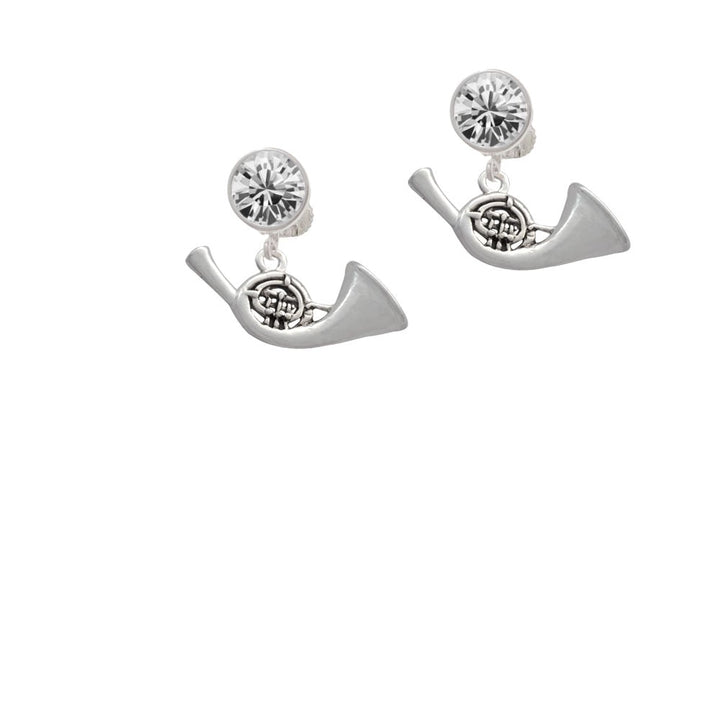 French Horn Crystal Clip On Earrings Image 1