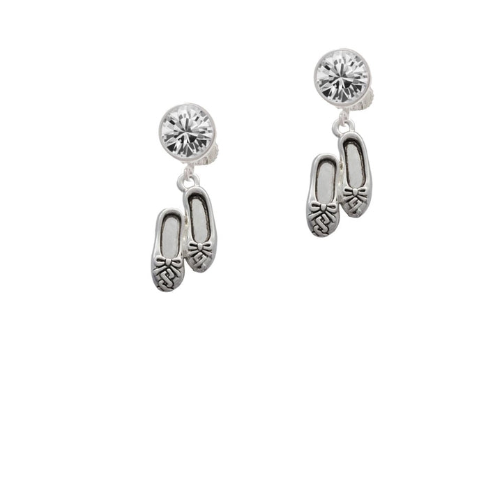 Ballet Slippers Crystal Clip On Earrings Image 1