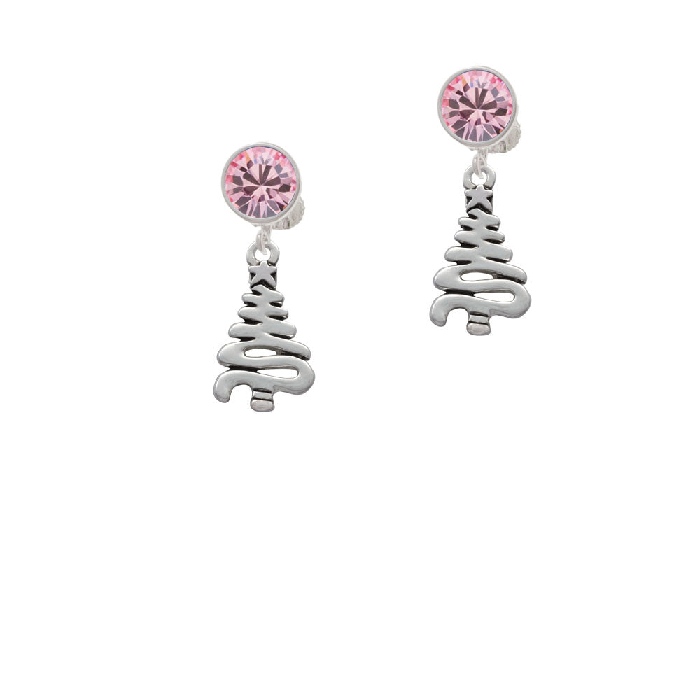 Christmas Tree Zig Zag Crystal Clip On Earrings Image 4