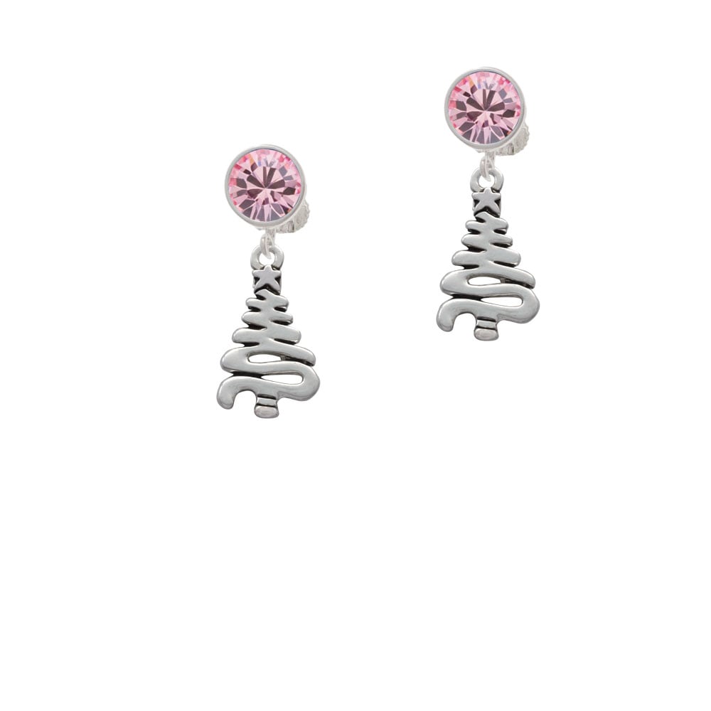 Christmas Tree Zig Zag Crystal Clip On Earrings Image 1