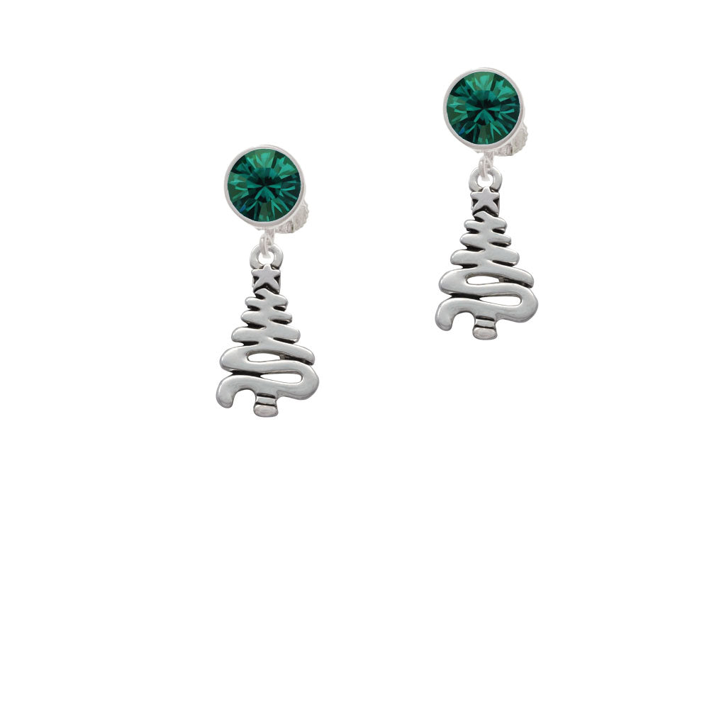 Christmas Tree Zig Zag Crystal Clip On Earrings Image 6