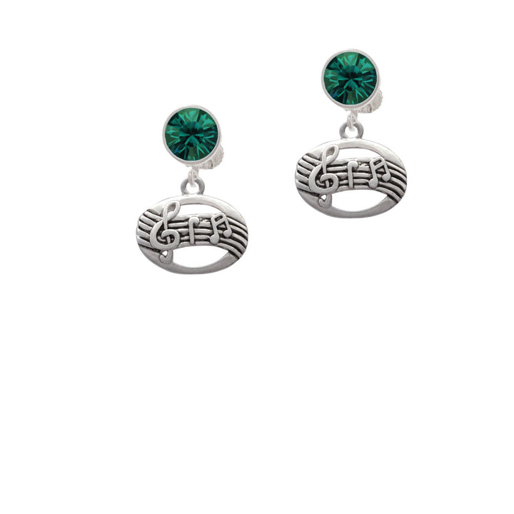 Oval with Music Notes Crystal Clip On Earrings Image 6