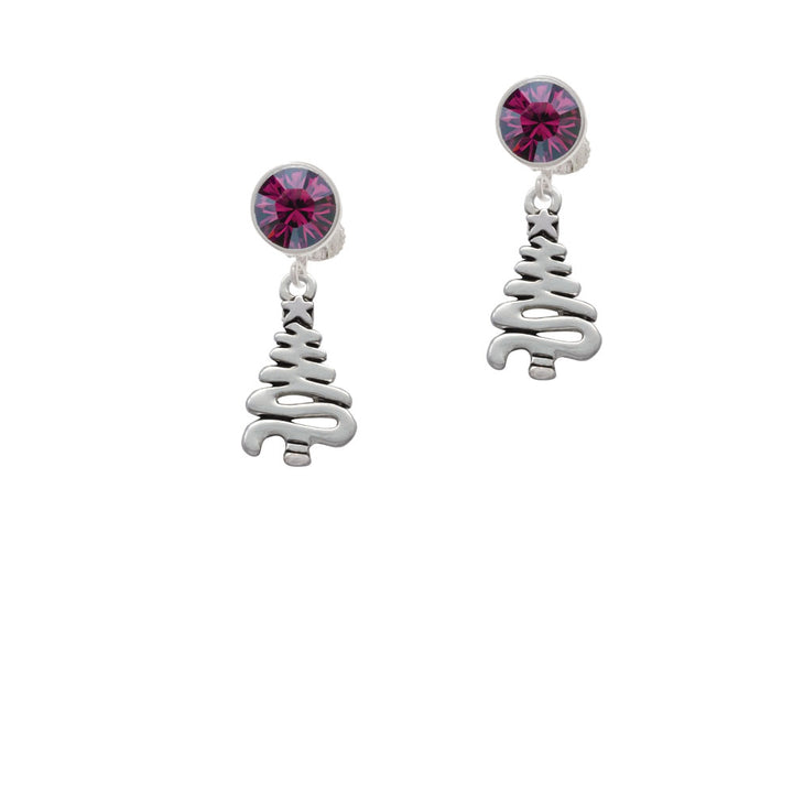 Christmas Tree Zig Zag Crystal Clip On Earrings Image 8