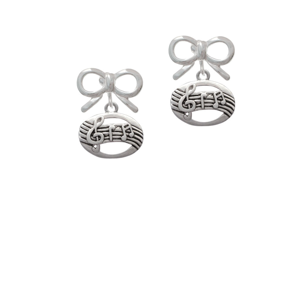 Oval with Music Notes Crystal Clip On Earrings Image 9