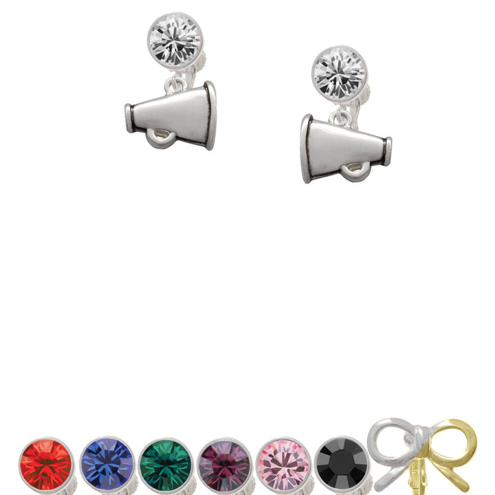 Small Megaphone Crystal Clip On Earrings Image 1