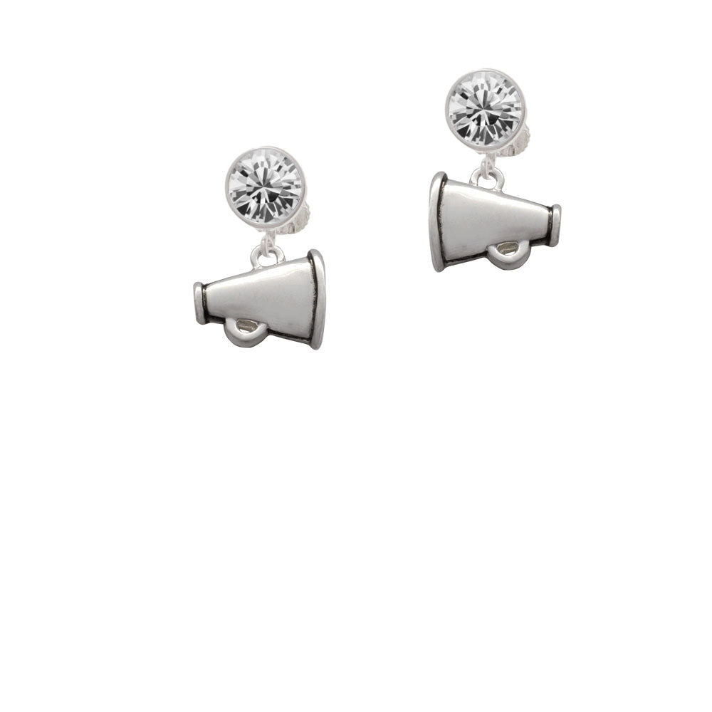 Small Megaphone Crystal Clip On Earrings Image 2