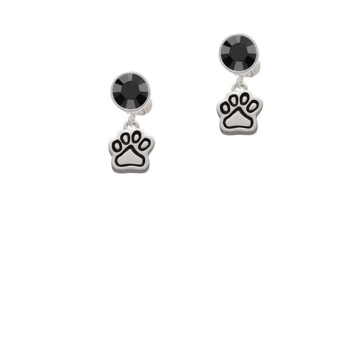 Small Paw Crystal Clip On Earrings Image 3