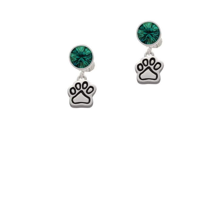 Small Paw Crystal Clip On Earrings Image 6