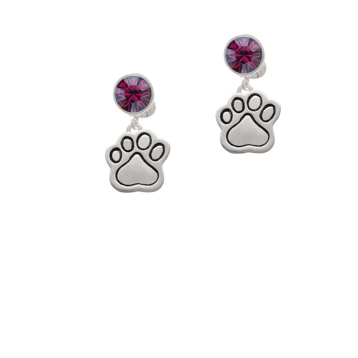 Large Paw Crystal Clip On Earrings Image 8