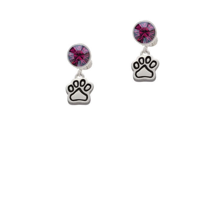 Small Paw Crystal Clip On Earrings Image 8