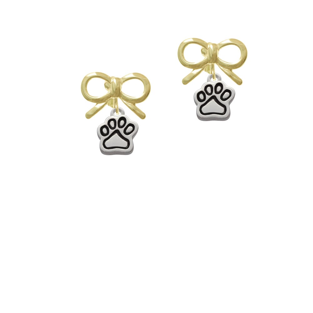 Small Paw Crystal Clip On Earrings Image 10