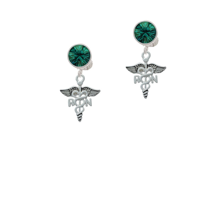 Registered Nurse Caduceus Crystal Clip On Earrings Image 6