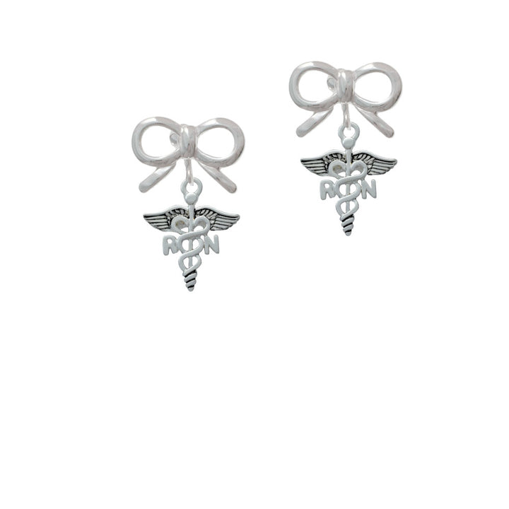 Registered Nurse Caduceus Crystal Clip On Earrings Image 9