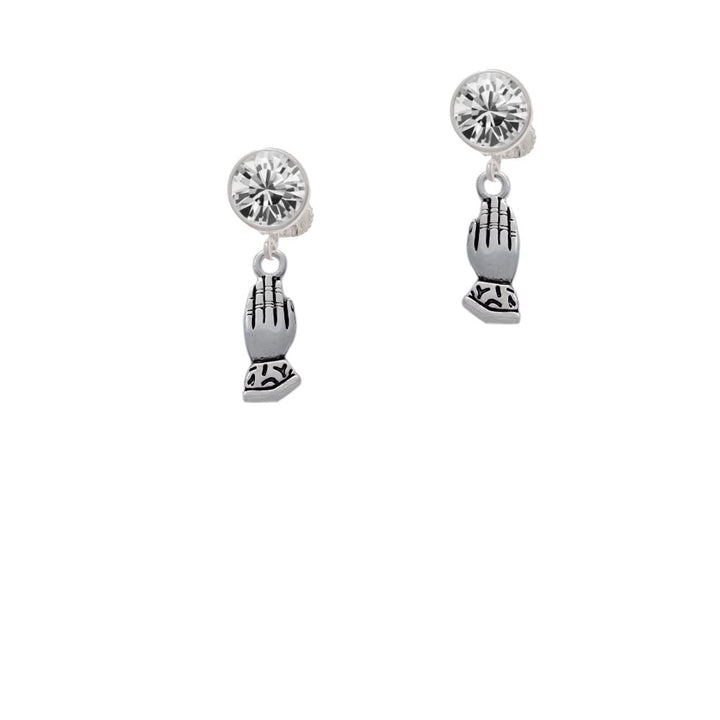 Praying Hands Crystal Clip On Earrings Image 1