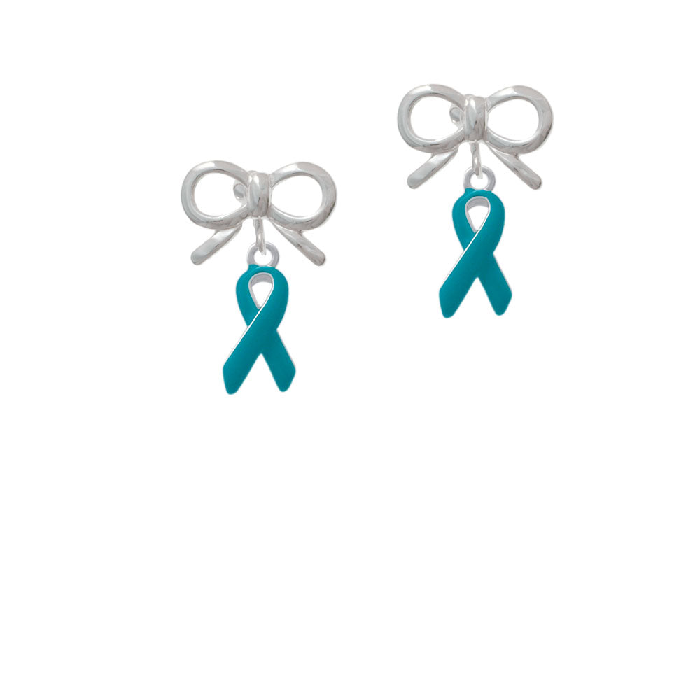 Teal Ribbon Crystal Clip On Earrings Image 9