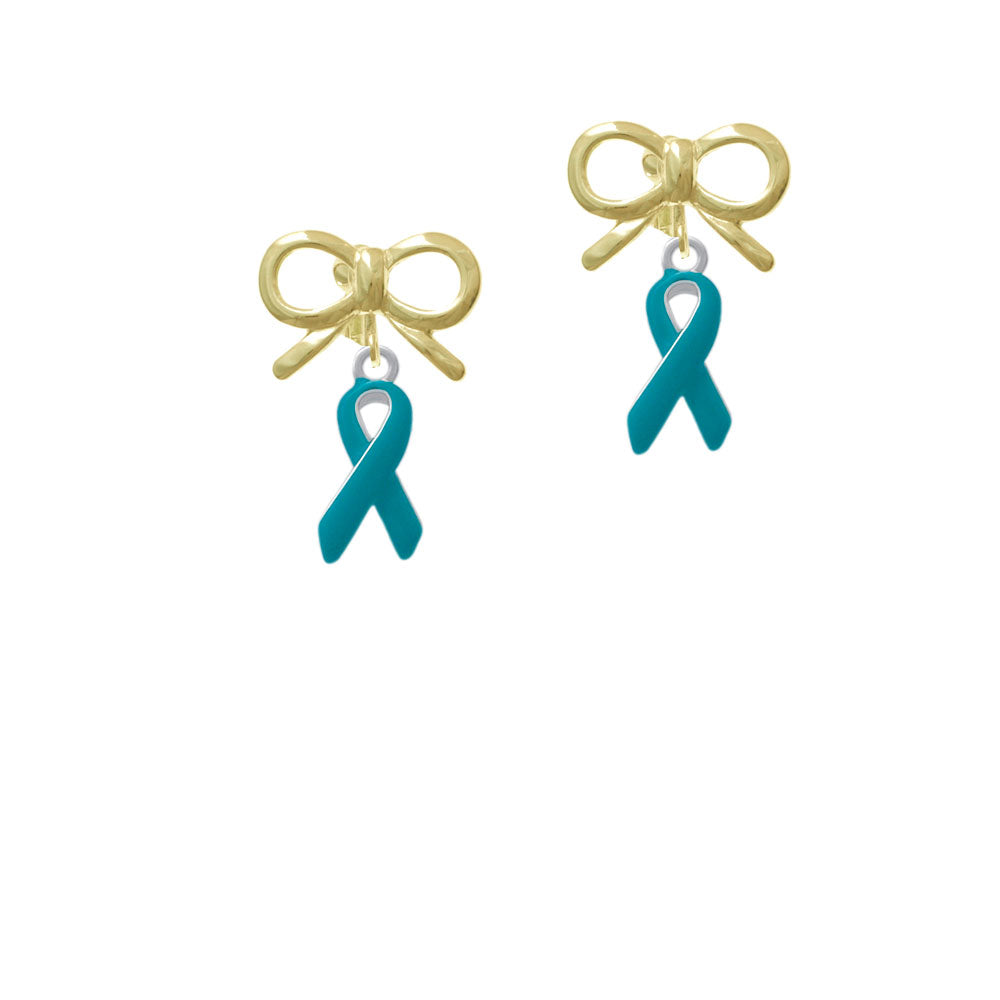 Teal Ribbon Crystal Clip On Earrings Image 10