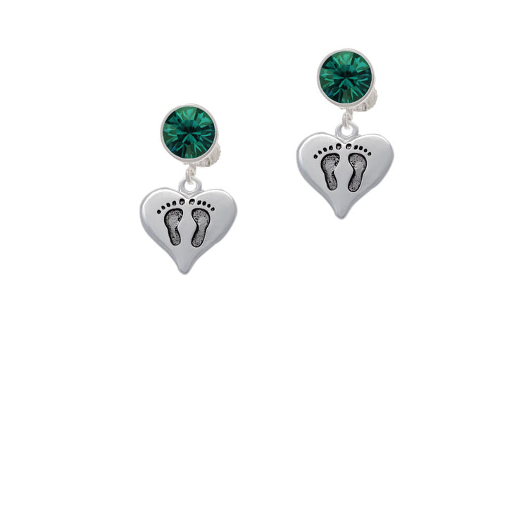 Heart with Baby Feet Crystal Clip On Earrings Image 6