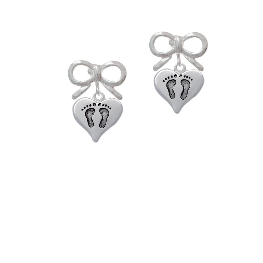 Heart with Baby Feet Crystal Clip On Earrings Image 9