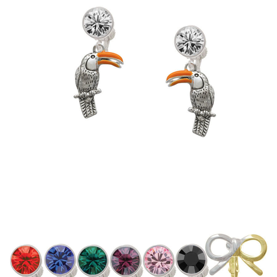 Toucan Crystal Clip On Earrings Image 1