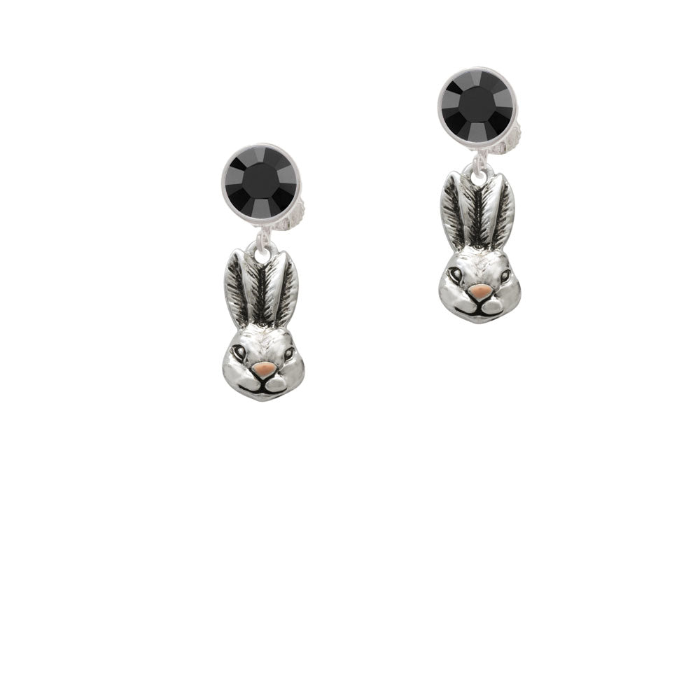 Antiqued Bunny Head Crystal Clip On Earrings Image 3