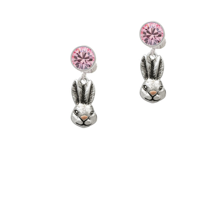 Antiqued Bunny Head Crystal Clip On Earrings Image 4