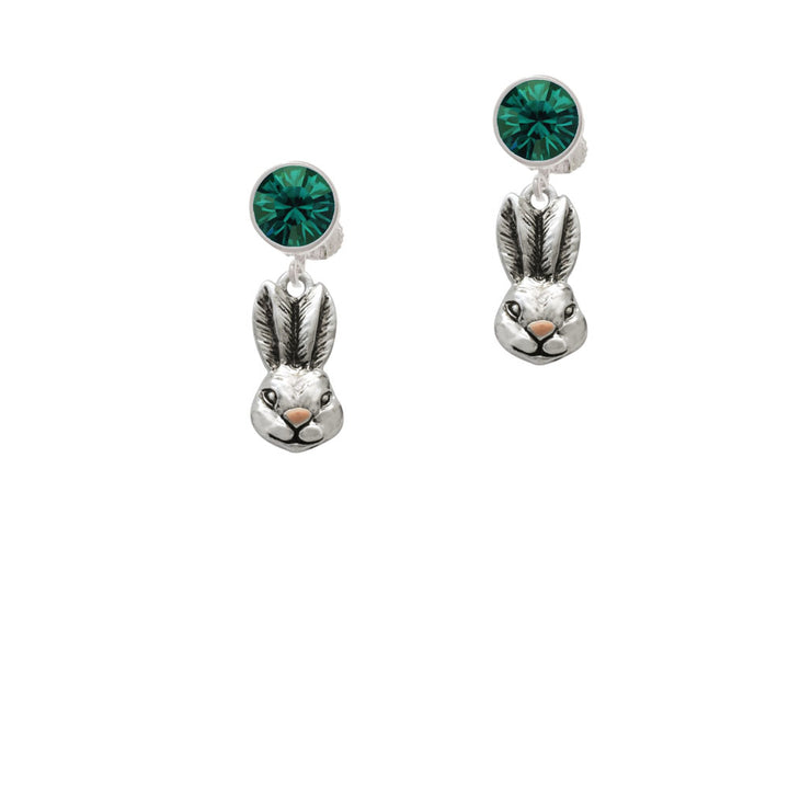 Antiqued Bunny Head Crystal Clip On Earrings Image 6