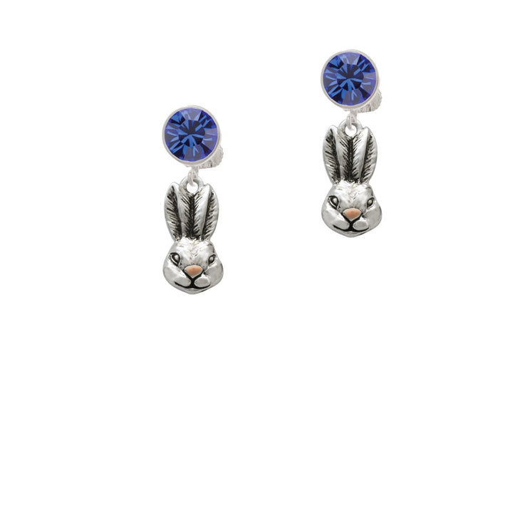 Antiqued Bunny Head Crystal Clip On Earrings Image 7