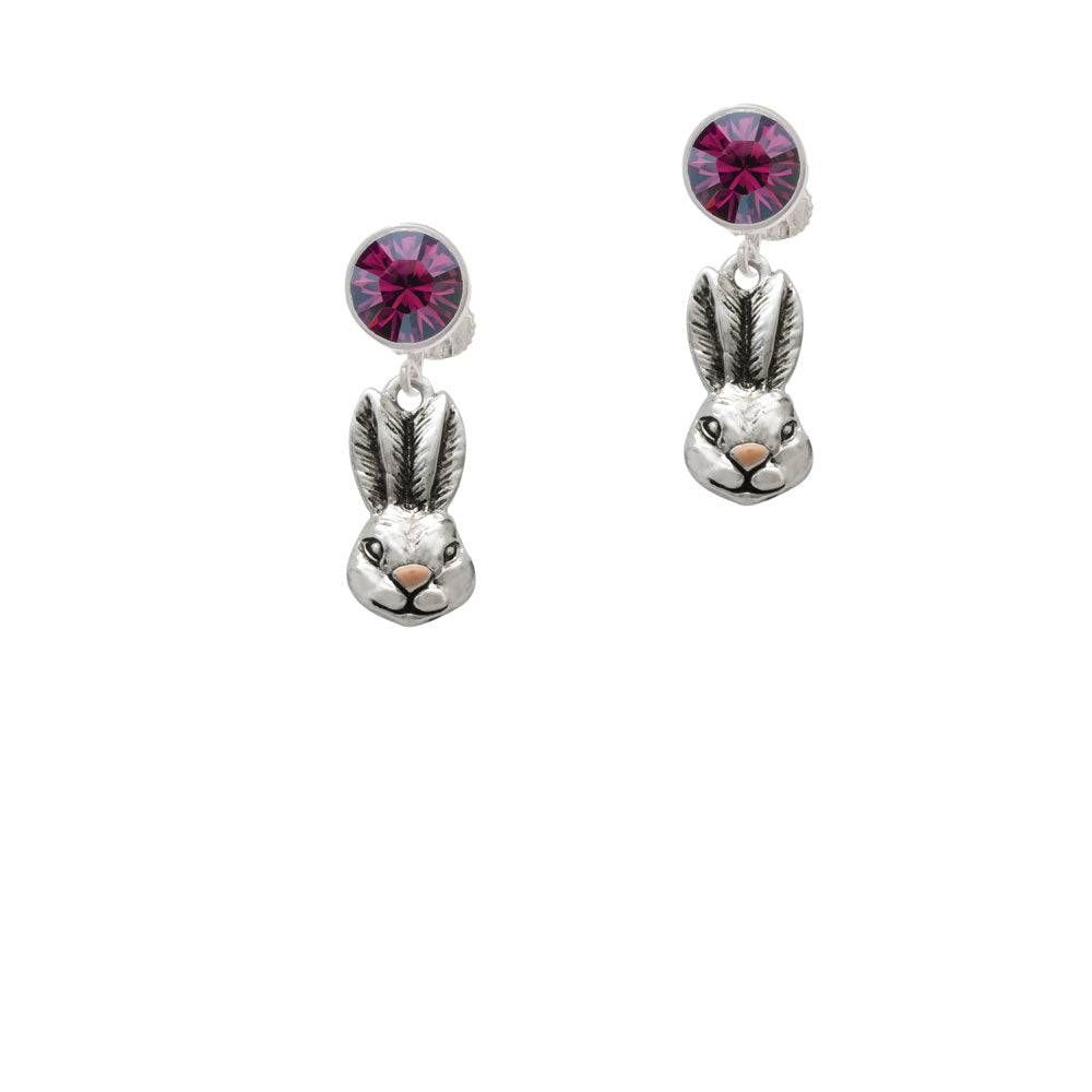 Antiqued Bunny Head Crystal Clip On Earrings Image 8