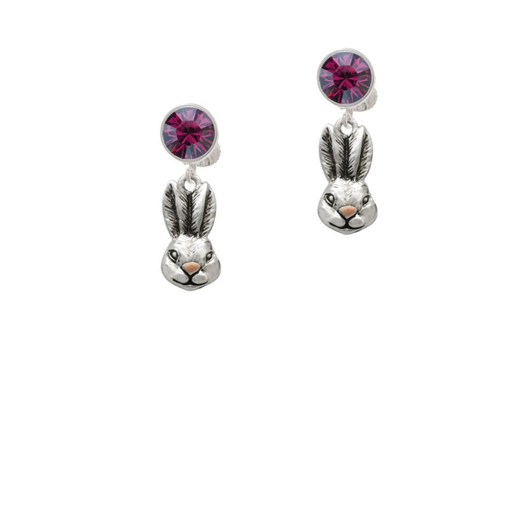 Antiqued Bunny Head Crystal Clip On Earrings Image 1