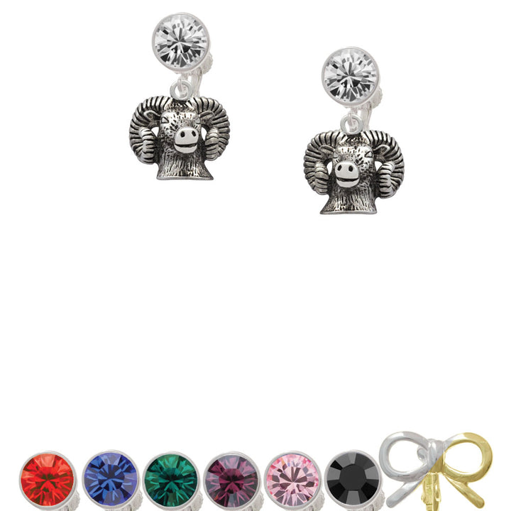 Ram Head Crystal Clip On Earrings Image 1