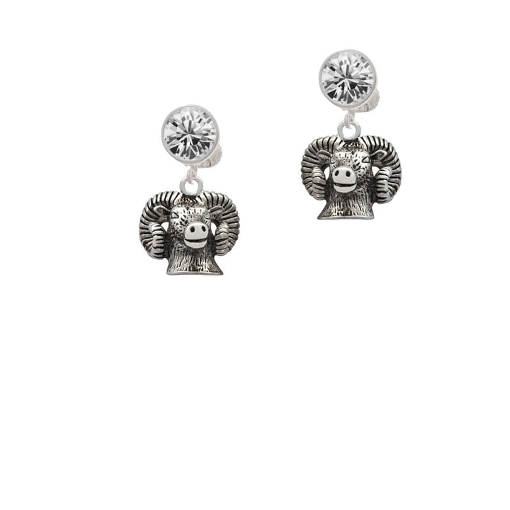 Ram Head Crystal Clip On Earrings Image 1