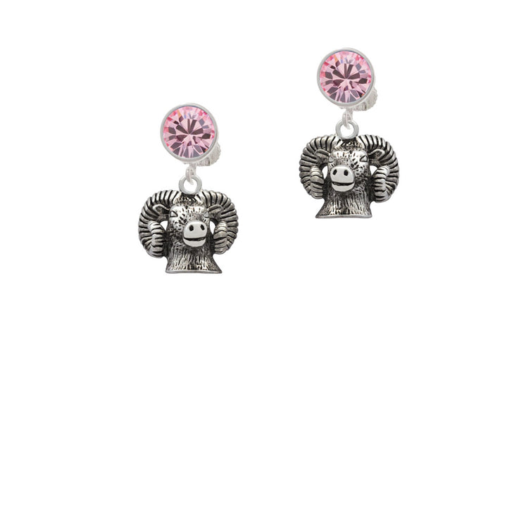 Ram Head Crystal Clip On Earrings Image 4