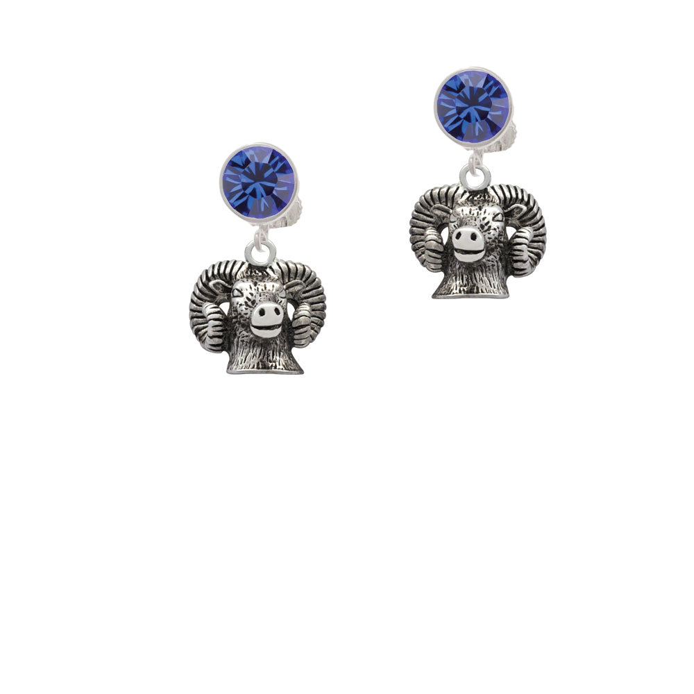 Ram Head Crystal Clip On Earrings Image 7