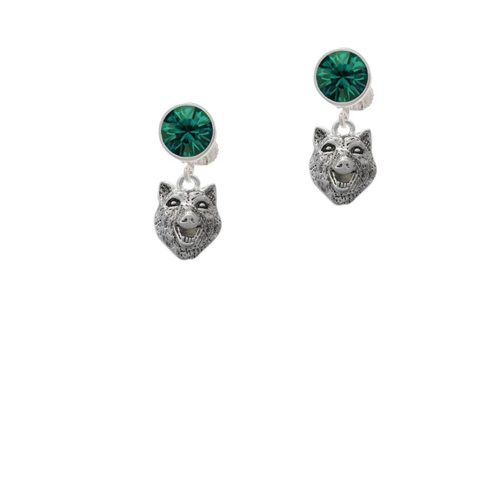 Wolf Head Crystal Clip On Earrings Image 6