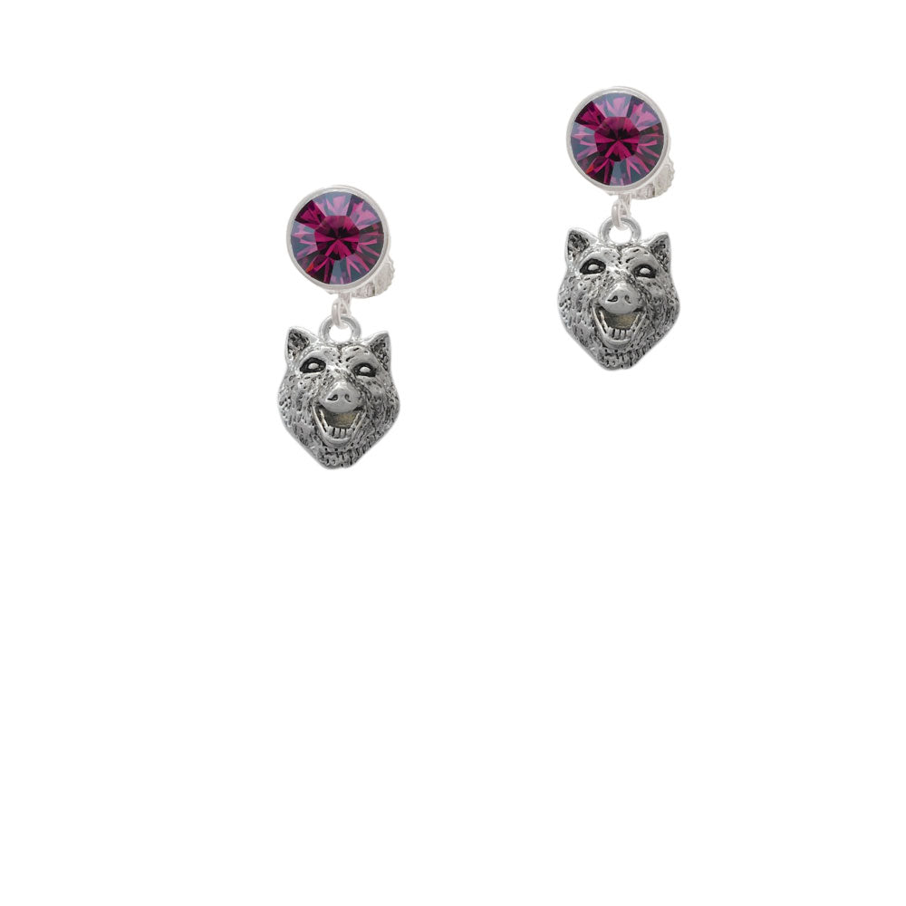 Wolf Head Crystal Clip On Earrings Image 8