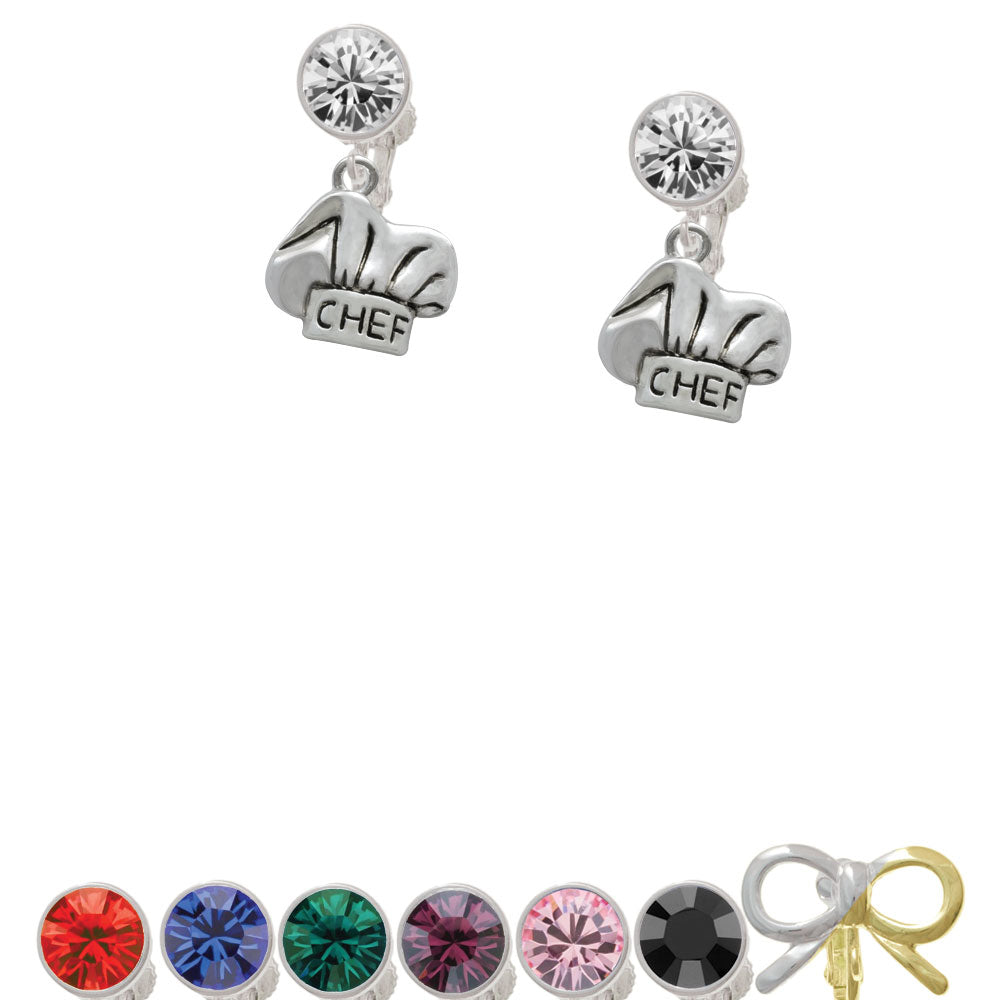 Chef Hat Crystal Clip On Earrings Image 1