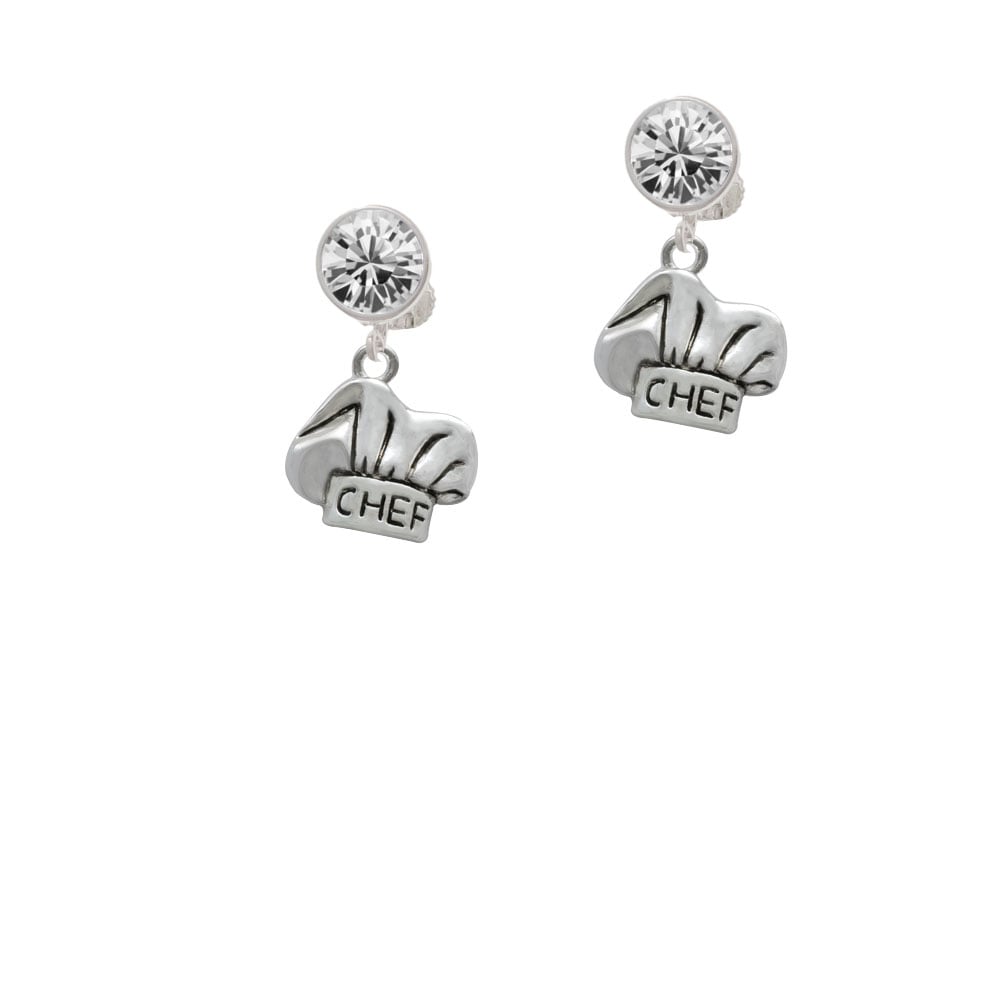 Chef Hat Crystal Clip On Earrings Image 1