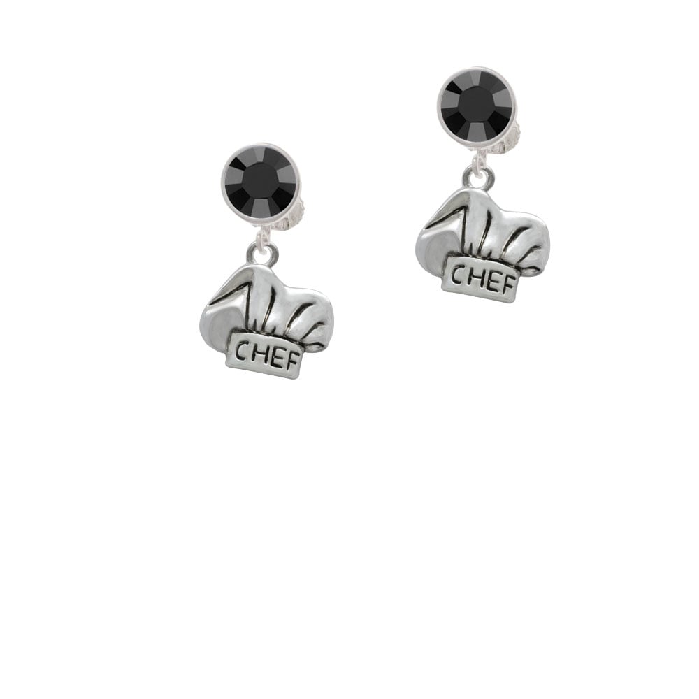 Chef Hat Crystal Clip On Earrings Image 1