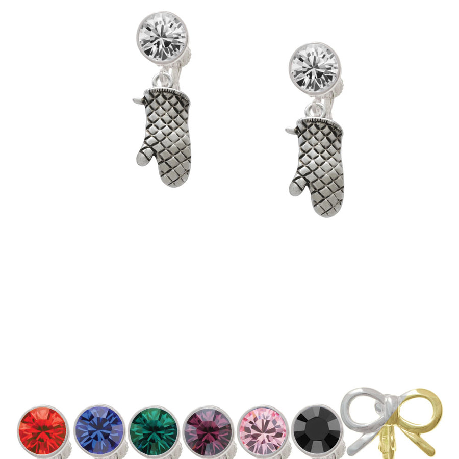 Oven Mitt Crystal Clip On Earrings Image 1