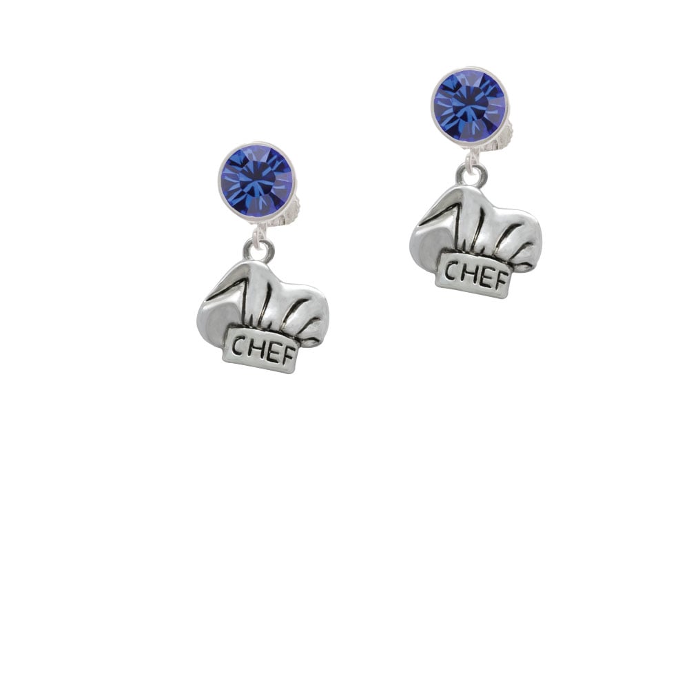 Chef Hat Crystal Clip On Earrings Image 1